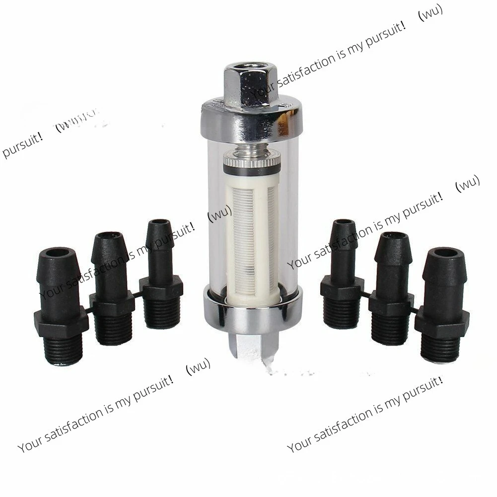 

Universal 3/8" 1/4" 5/16" Fitting Chrome Gas Glass Reusable In-Line Fuel Filter