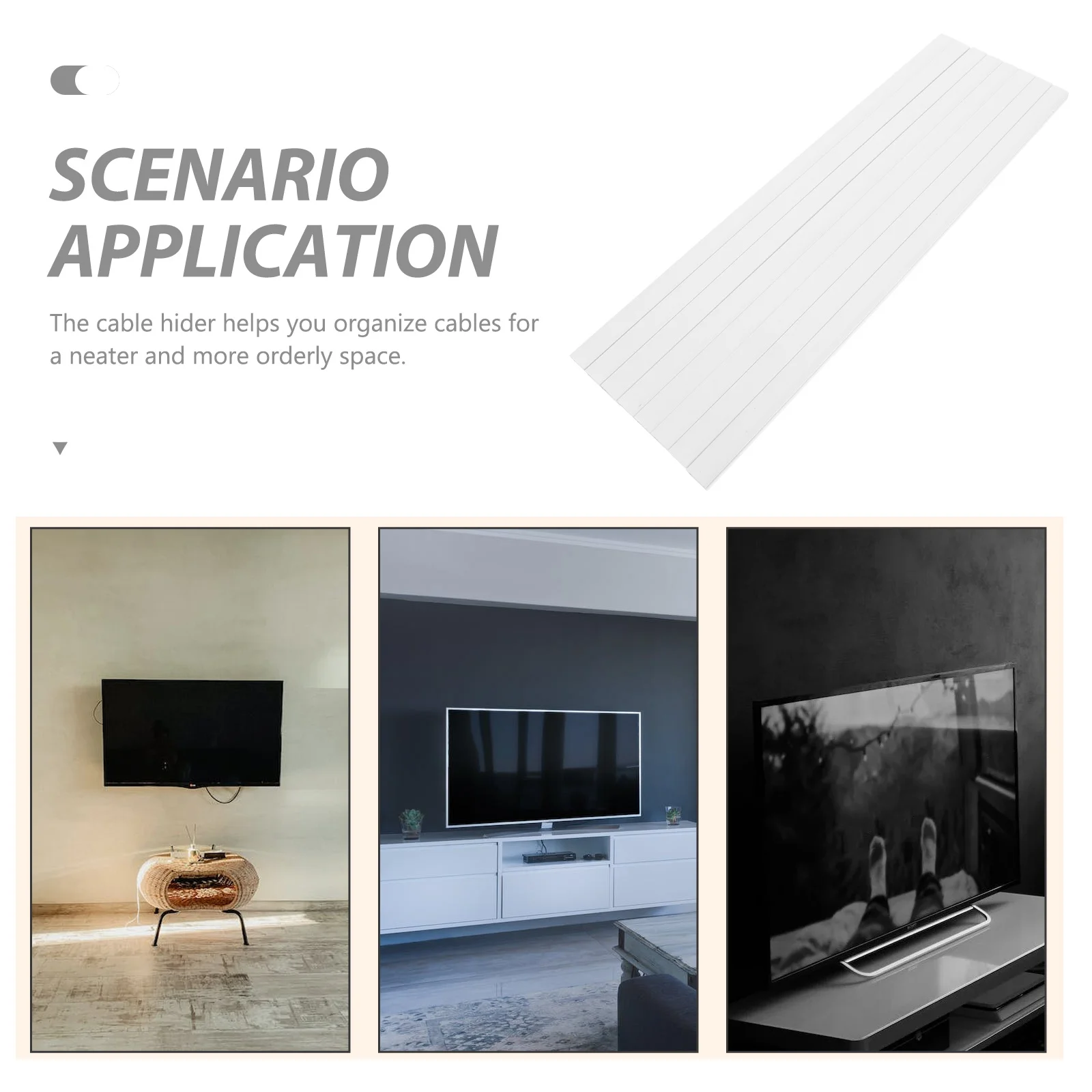 

Cable Hider Wall Strip Wire Cover for Mount Cord Concealer Versatile Use Durable Plastic Cable Hider Wall Strips