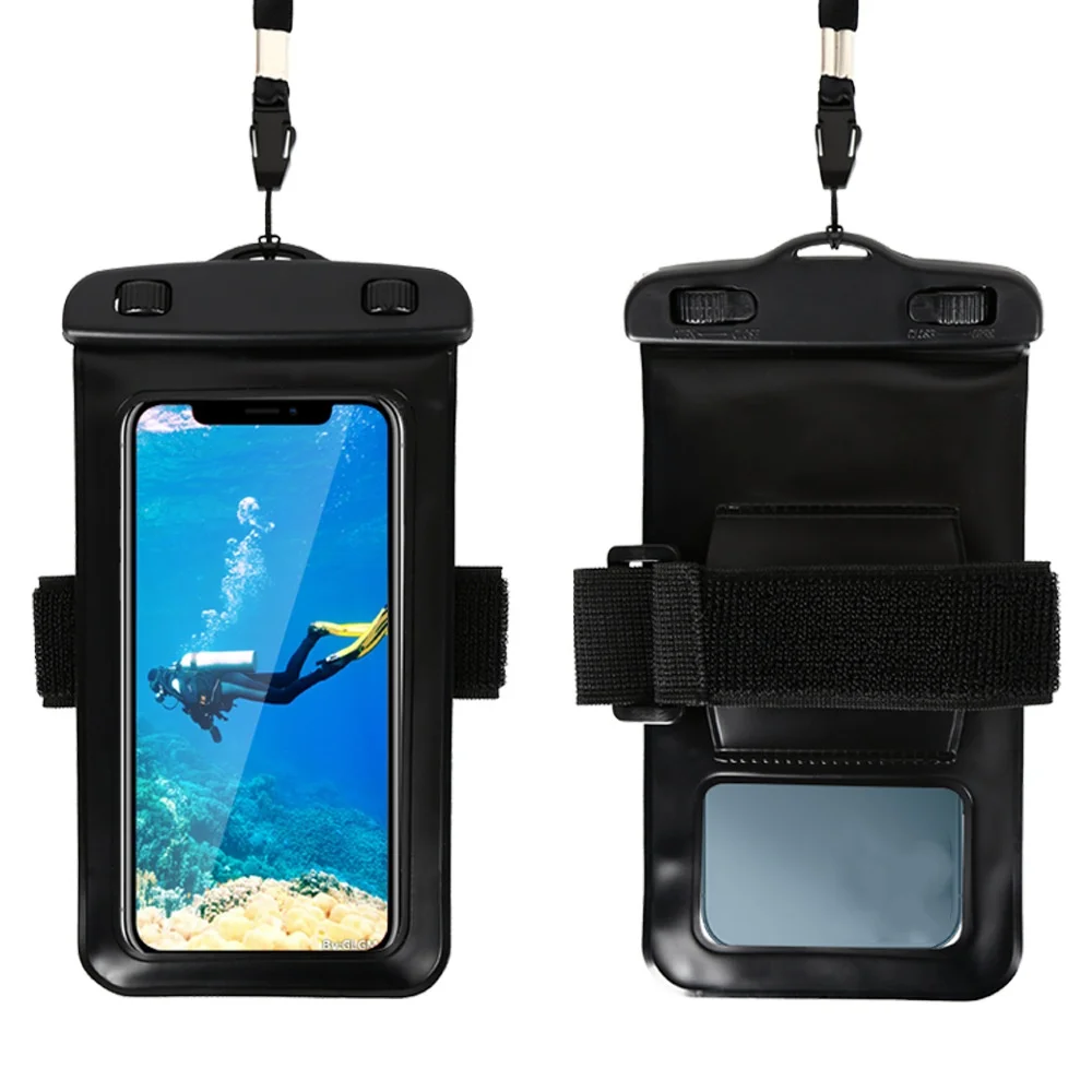 Waterproof Phone Pouch Armband IPX8 Case Adjustable Belt Underwater Dry Bag for Swimming Diving Beach Sports