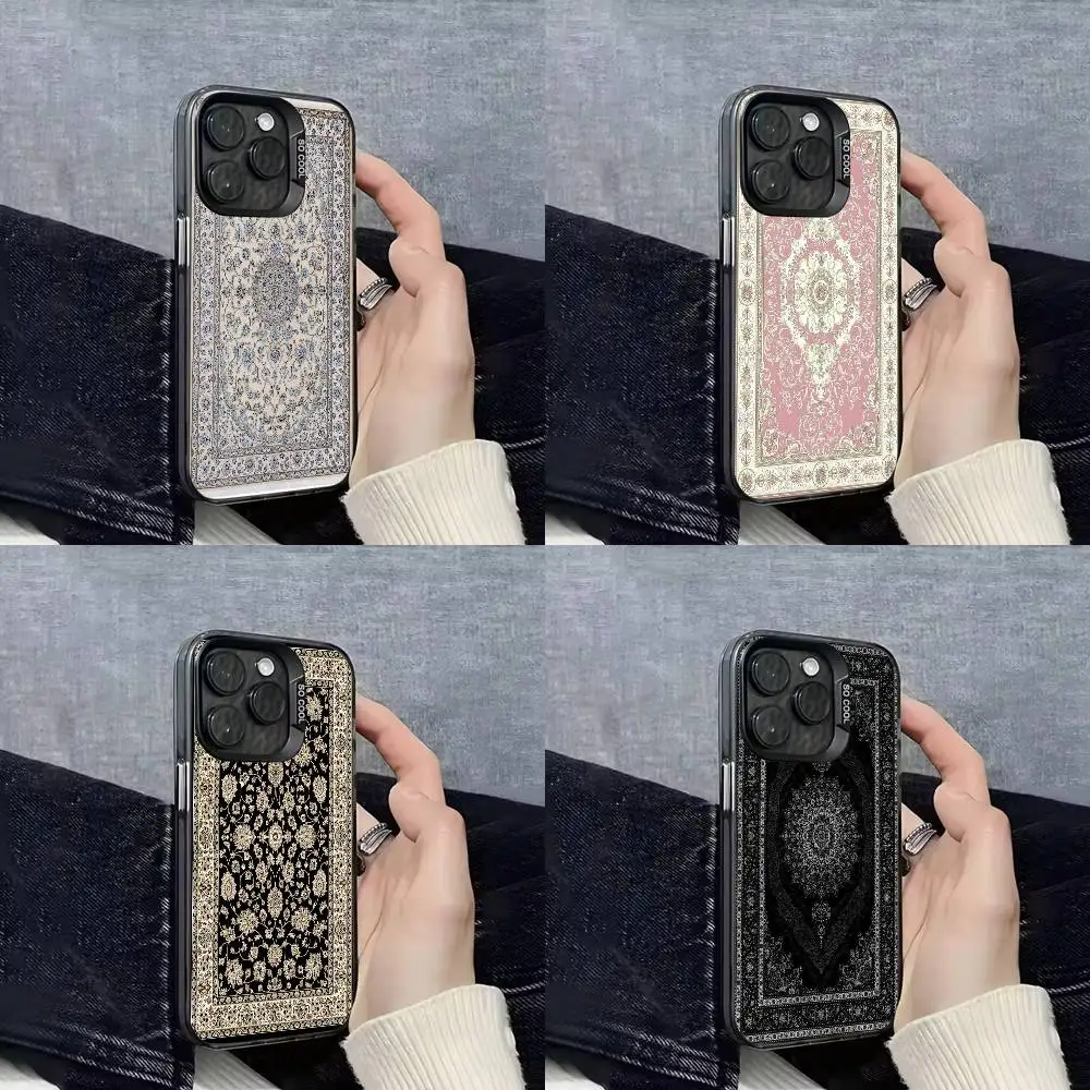

Persian Carpet Floral Pattern Phone Case For iPhone 16,15,14,13,12,11,Mini,Pro,E,SE4,XS,MAX Black Candy Matte Cover