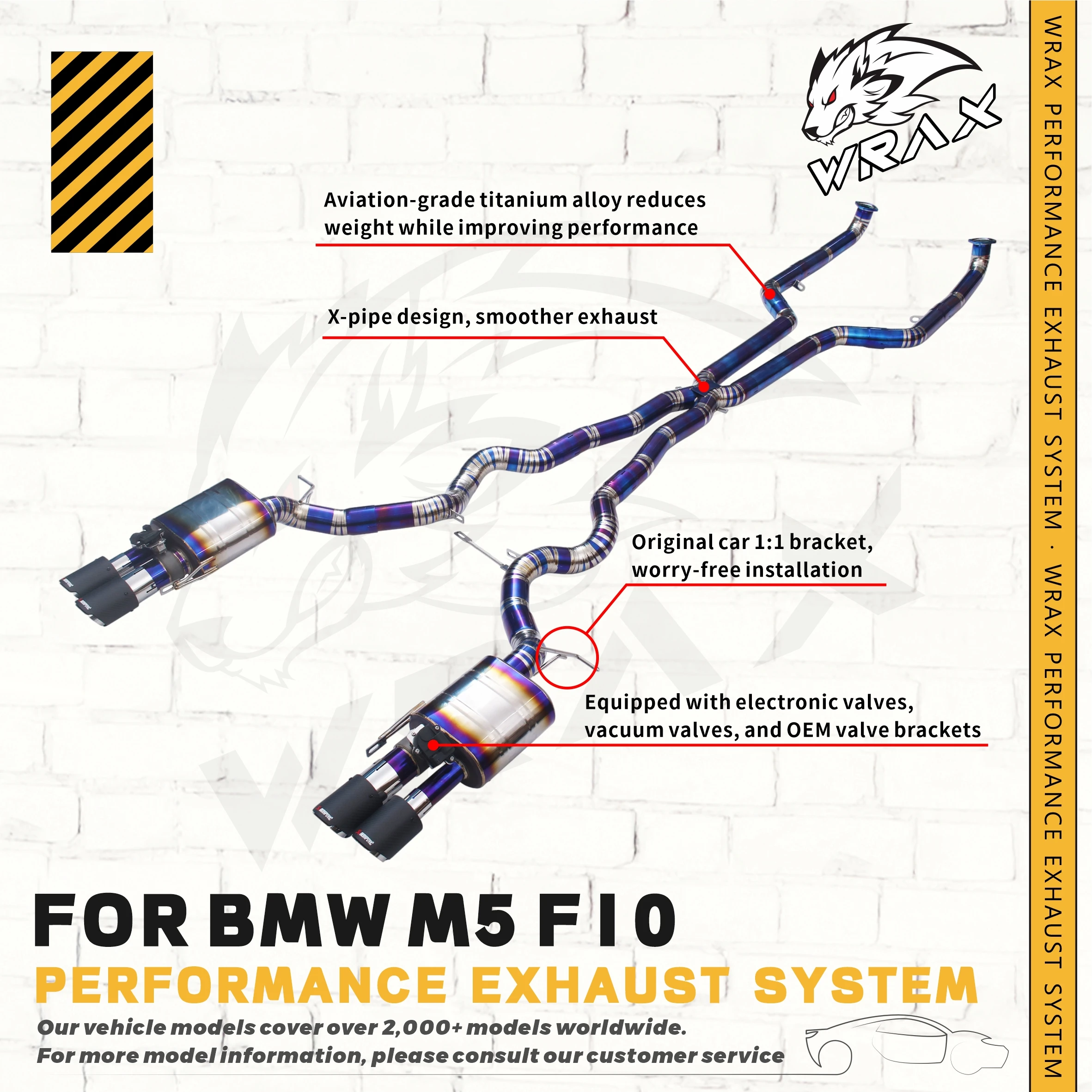 

Car accessories Direct Fit Replacement Performance Upgrade Adjustable Valve WRAX Titanium Catback Exhaust for BMW M5 F10