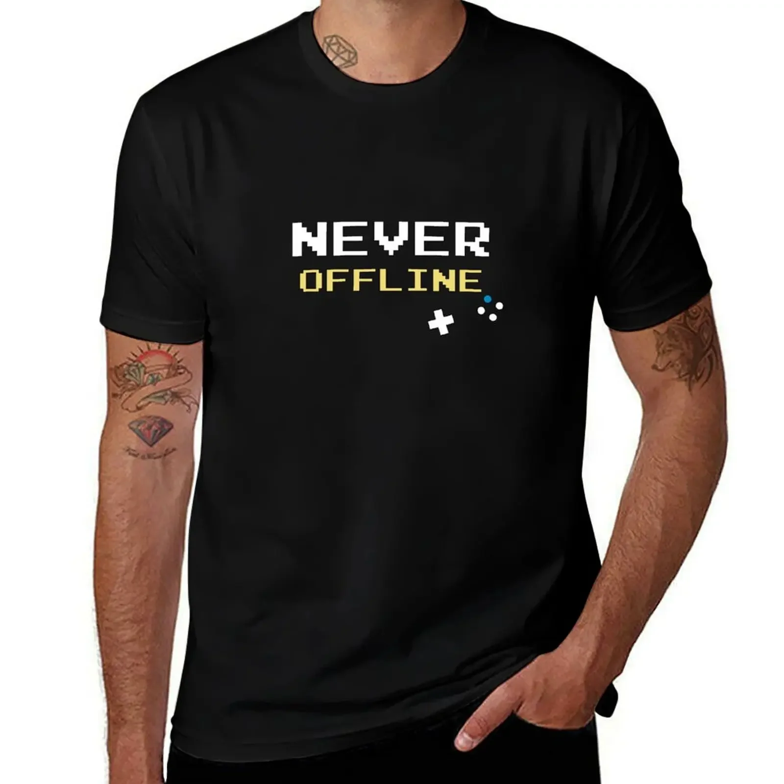 

Never Offline Gamer T-Shirt customizeds Blouse graphic t shirt vintage cute tops mens tall t shirts