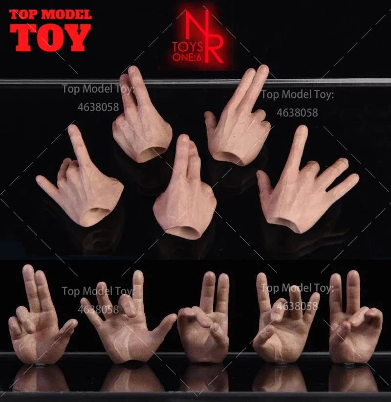 NRTOYS NR14 1/6 Male Golden Finger Hands Gesture Model Fit 12'' Normal Pale Suntan Skin Action Figure Body Dolls