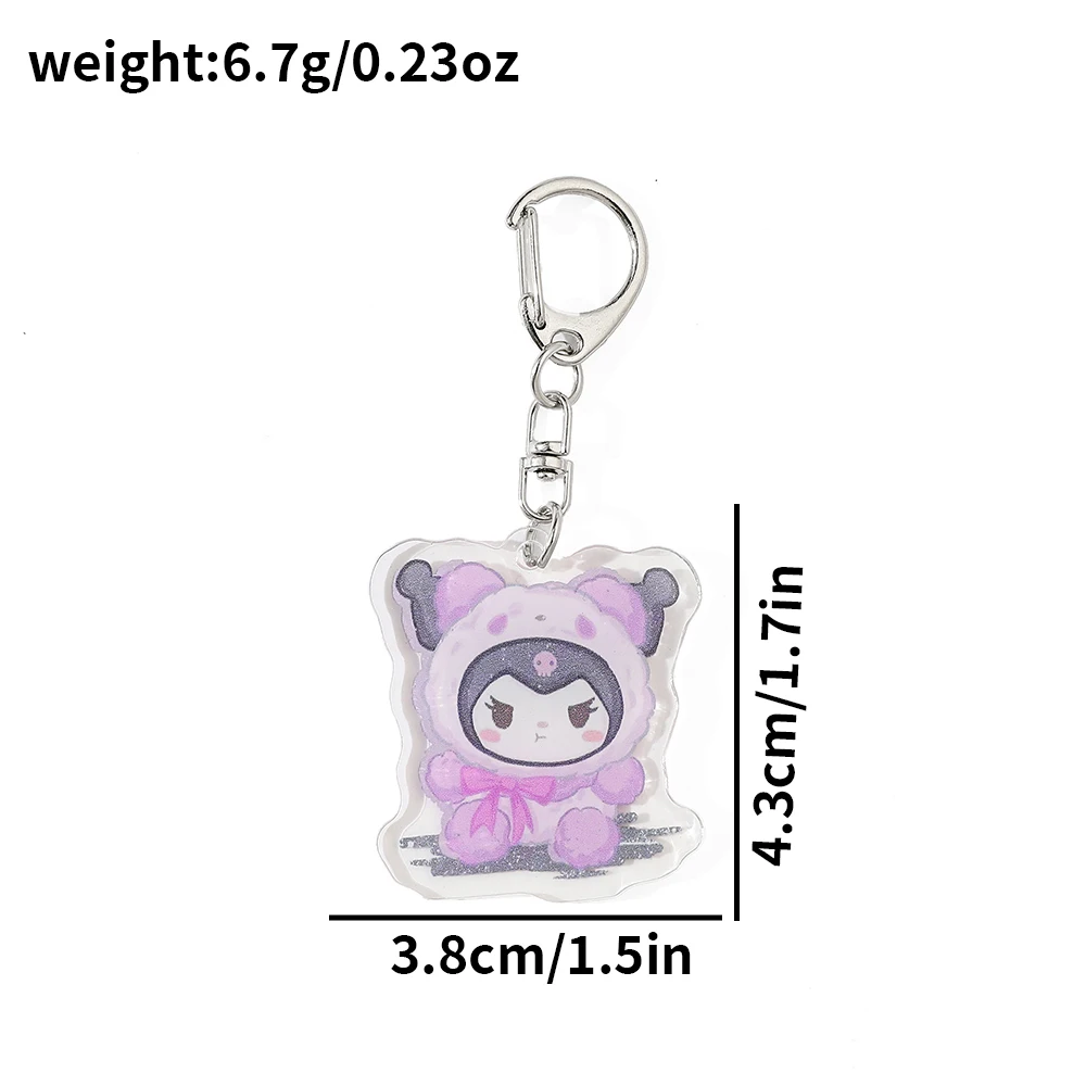 Anime Peripheral Cross Dressing Sanrio Series Hello Kitty Cinnamoroll Pom Pom Purin Acrylic Keychain Bag Cute Cartoon Keychain