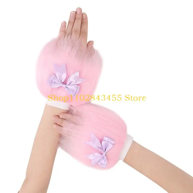 

49MC Subcultural перчатки без пальцев с утеплителем на запястьях и лентами с бантиками для девушек 2000-х годов