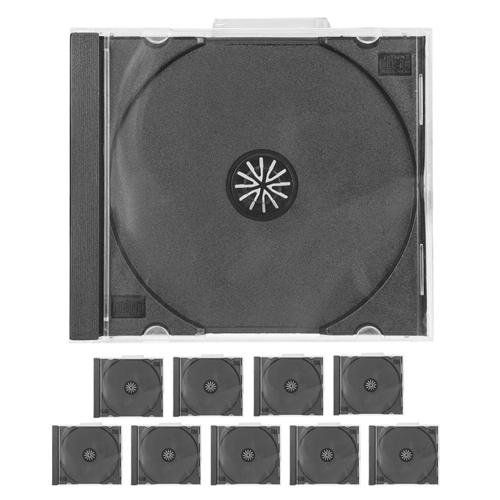 

10PCS CD Case with Black Tray Plastic Single DVD Disc Case DVD Disc Case CD Storage Cases for Home Office Music Software Data