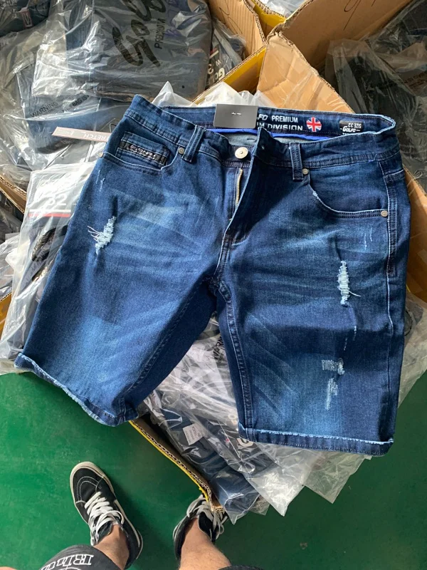 

Premium Stretch British Style Men's Summer Denim Shorts High Elasticity Straight Leg mid Waist Five-Quarter Length Trendy Fit