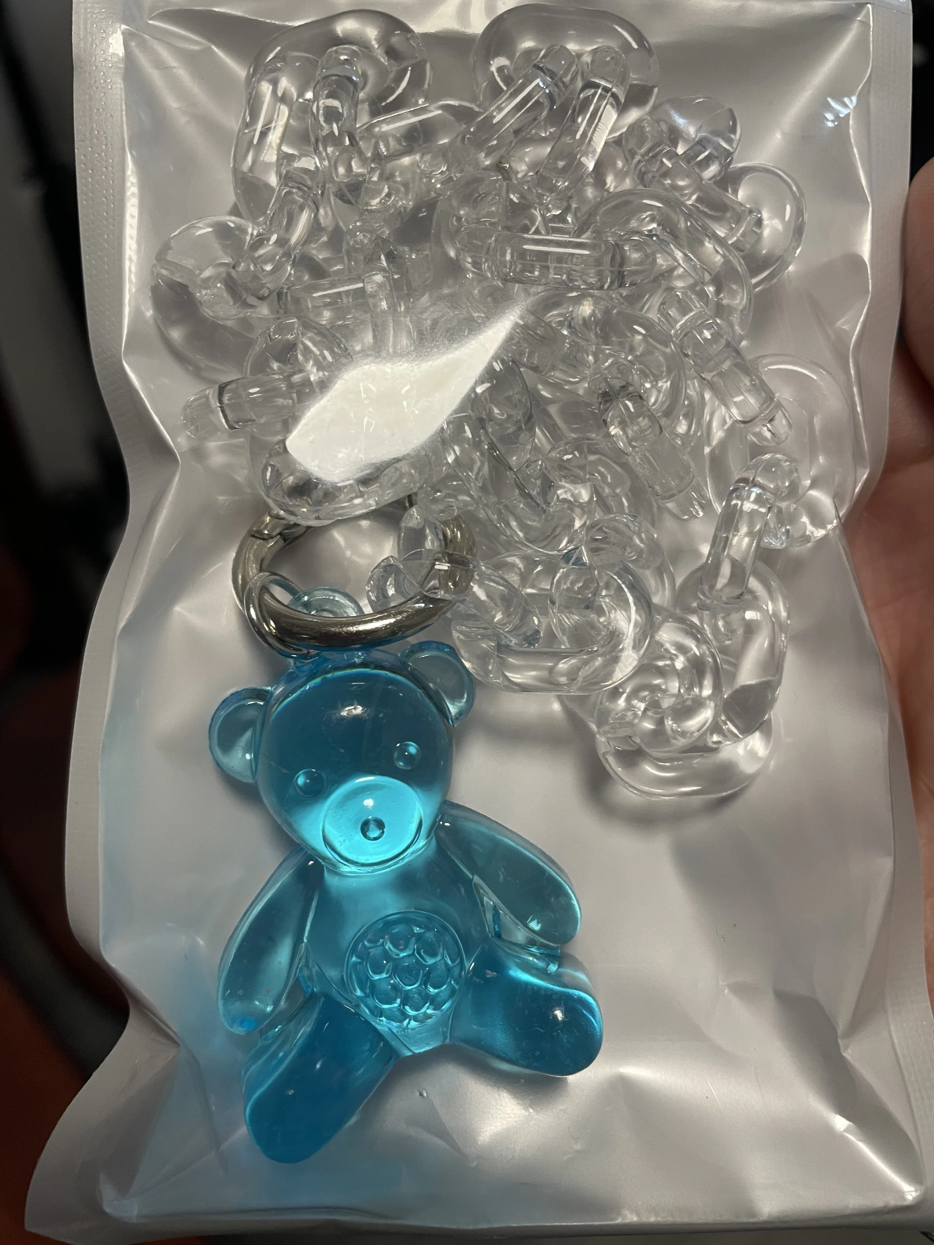 Punk Fashion Cute Transparent Bear Pendant Necklace Personalized Acrylic Chain Cute Small Bear Clavicle Chain for Women Girls