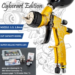 Cyberlimited Edition Hoge Kwaliteit Spuitpistool Voor Auto 'S 1.3/1.8Mm Mondstuk Goud Schilderij Pistool Waterbasis Luchtspuitpistool Airbrush