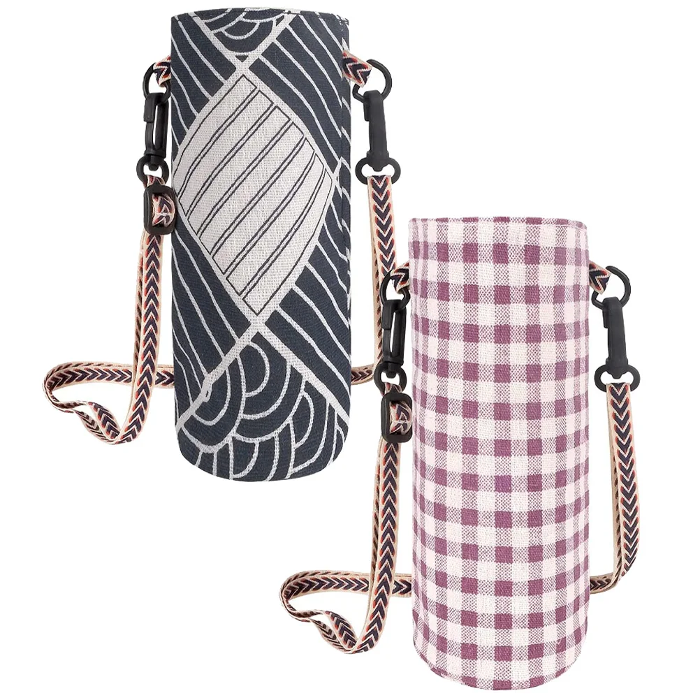 

2 Pcs Water Bags Canvas Pouch Carrier Sling Straps Adjustable Fade Resistant Outdoor Lightweight Handheld Bottle Cover Straw Bag
