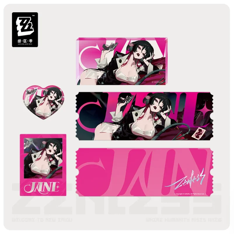 2026 Officiel Zenless Zone Zero Série Frequency Frame Badge en fer blanc Jane, Support en acrylique, Ticket laser, Ensemble complet, Vidéo FM