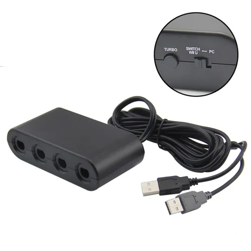 Adaptador de controlador para juego Switch, convertidor de cubo para WII U, PC Soporte Turbo y vibración