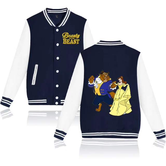 Disney Beauty and the Beast Baseball Jacket Men Women Hip Hop Harajuku Jackets Streetwear Kids Boys Girls Loose College Coats