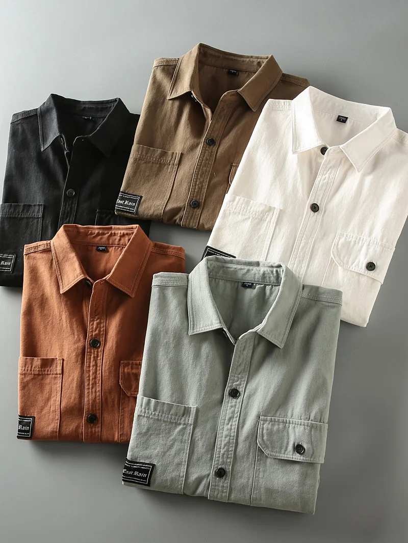 

Осенняя новинка: мужская повседневная рубашка-куртка в американском стиле, универсальная, свободного кроя, с длинным рукавом, из чистого хлопка