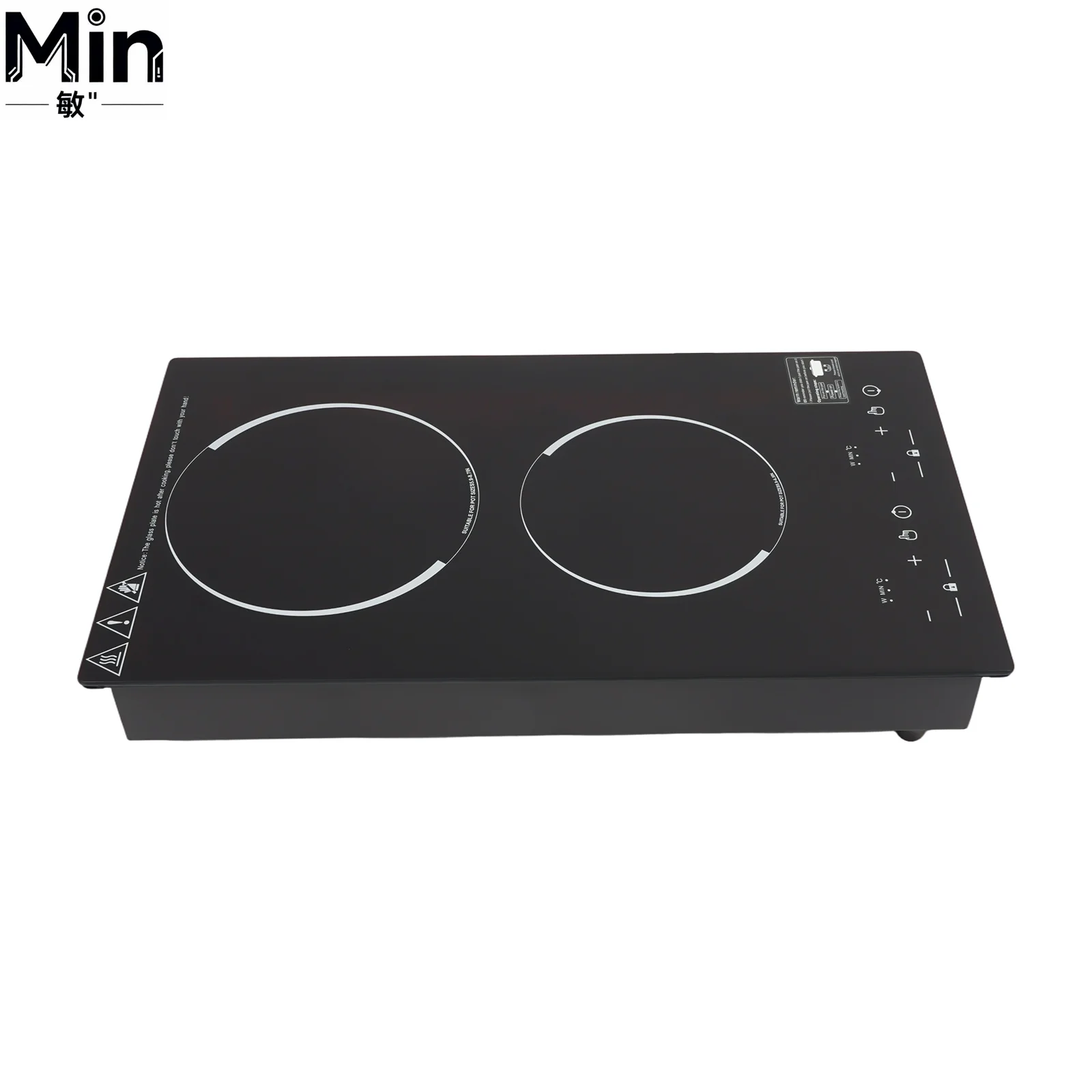 4000W 9 Gear Adjustable Touch Screen Double Induction Cooktop Black Desktop Double Induction Cooker for Kitchen