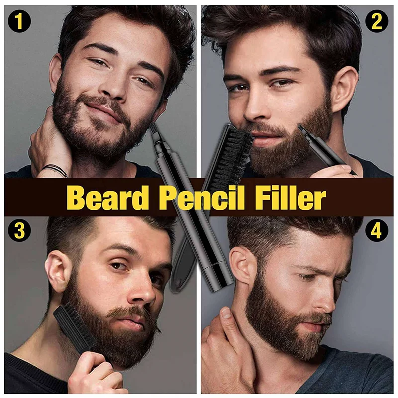 

ABZA-2X Beard Filling Pen Kit Barber Pencil Waterproof Long Lasting Natural Male Mustache Repair Shape Styling Tool(Black)