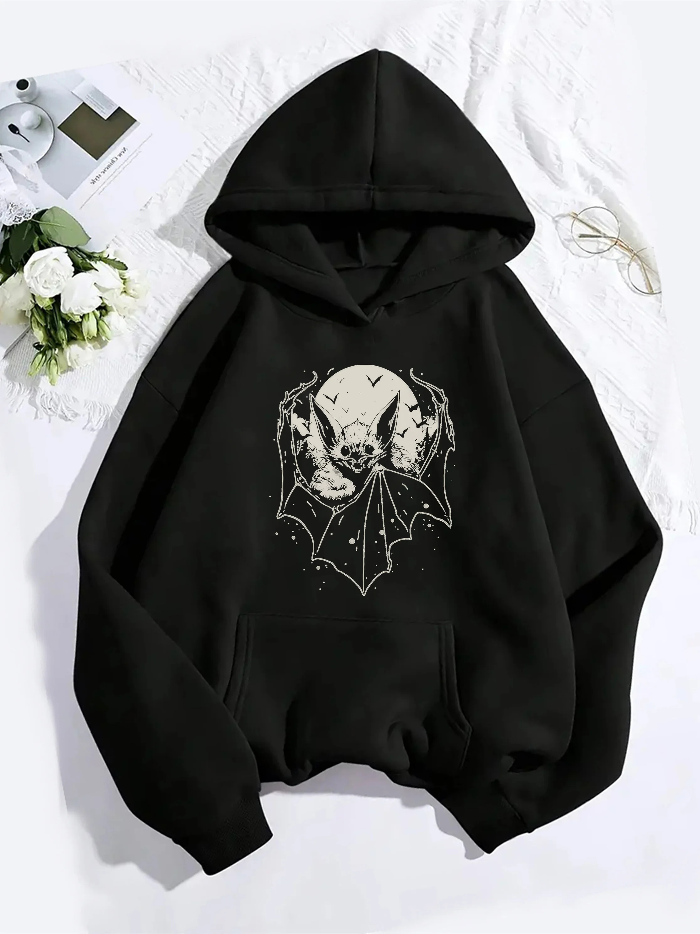

Bat Graphic Printing Autumn and Winter Pure Cotton Men's and Women's Hoodies Outdoor Street Sports Training Brand Trend