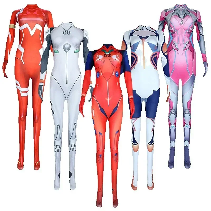 Asuka Langley Soryu Ayanami Rei Zero Two Dva disfraz de Cosplay, mono de prueba Asuka, traje Zentai, traje de Anime para mujer