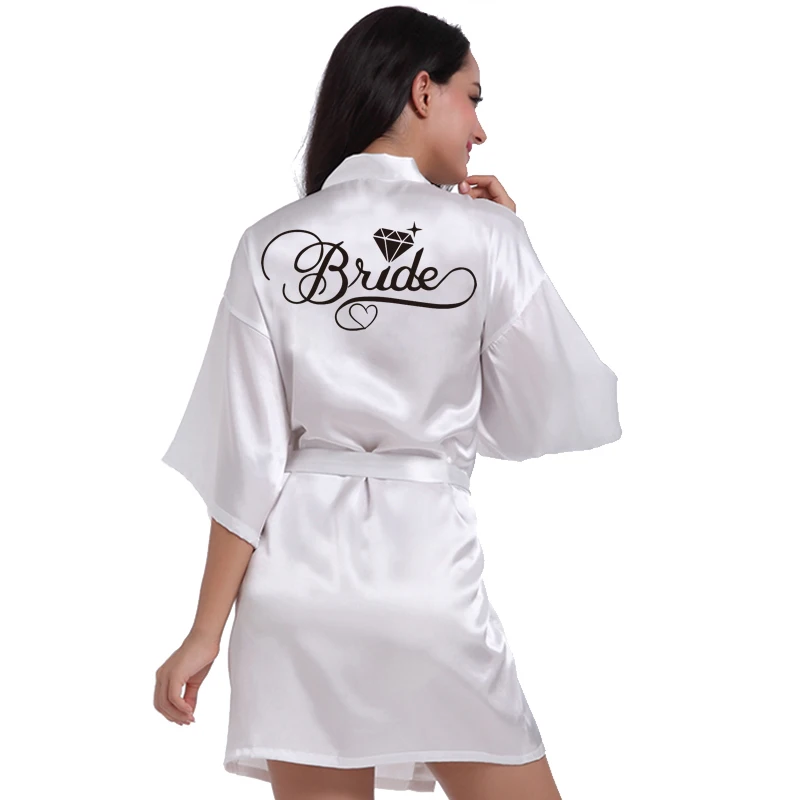 Silver Writing Bridal Wedding Robes Bride Bridesmaid Maid of Honor Women Party Robe Floral Bridal Party Gifts Get Ready Robes