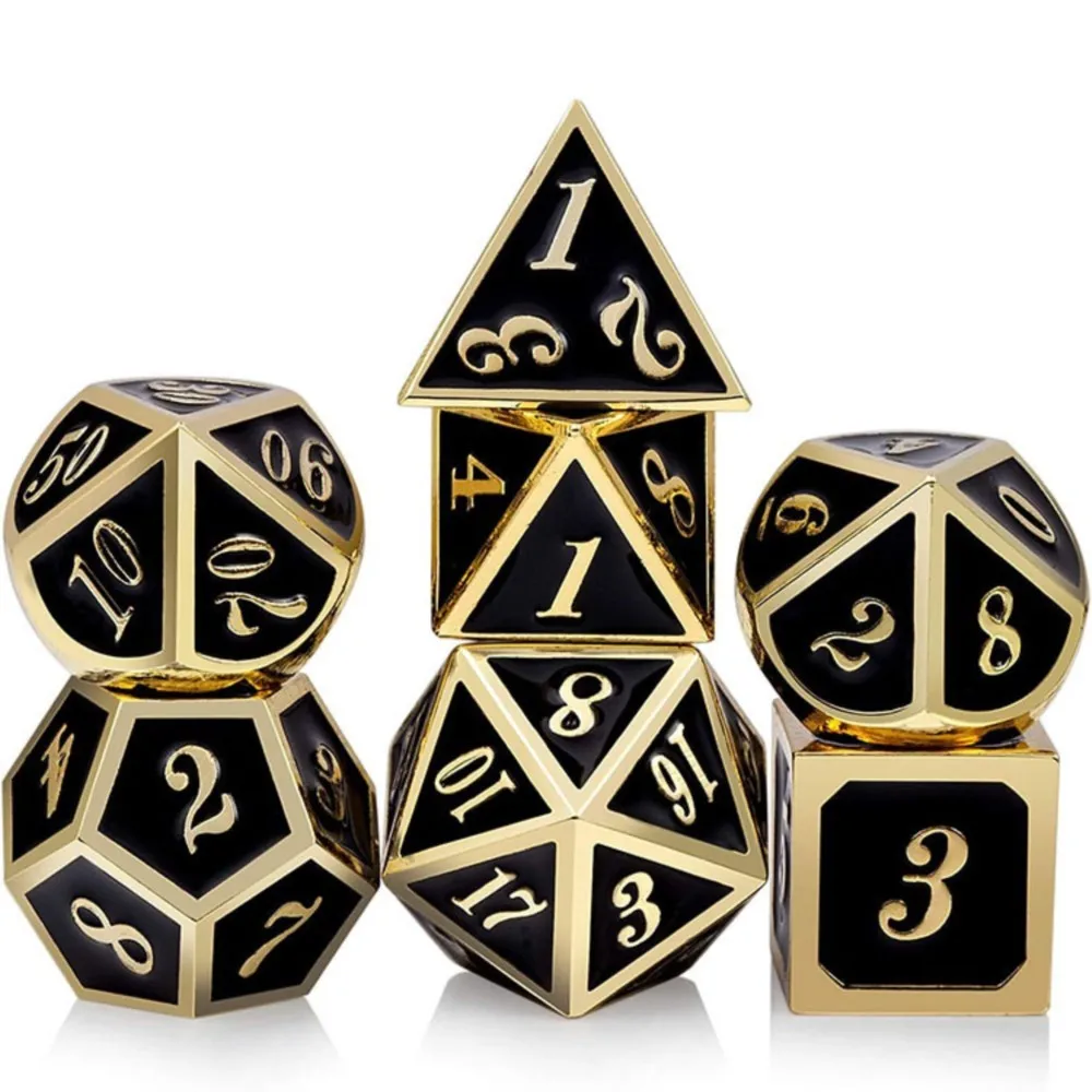 7 قطعة مجموعة النردات الرقمية المعدنية مجلس لعبة الطاولة ألعاب التفاعل لأرقام الملحقات ديكور المنزل لعب الأدوار متعدد الألوان