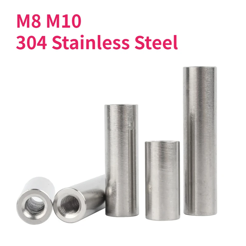 M8 M10 SUS304 Stainless Steel Double Head Internal Threaded Cylindrical Pin Two End Perforated Support Column Connecting Rod