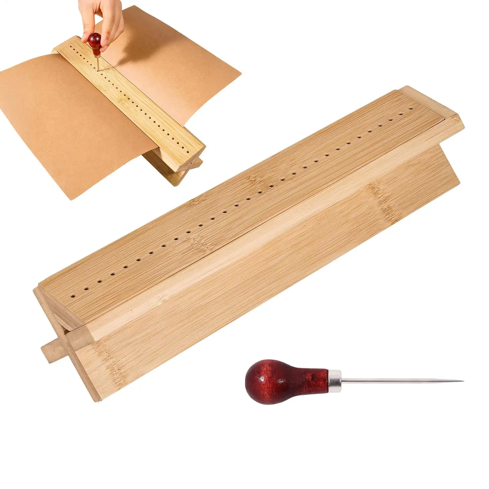 Book Binding Punching Cradle Wooden Planner Crafting Piercing Tool With Awl Hole Punch Tool For Signature Journal Notebook