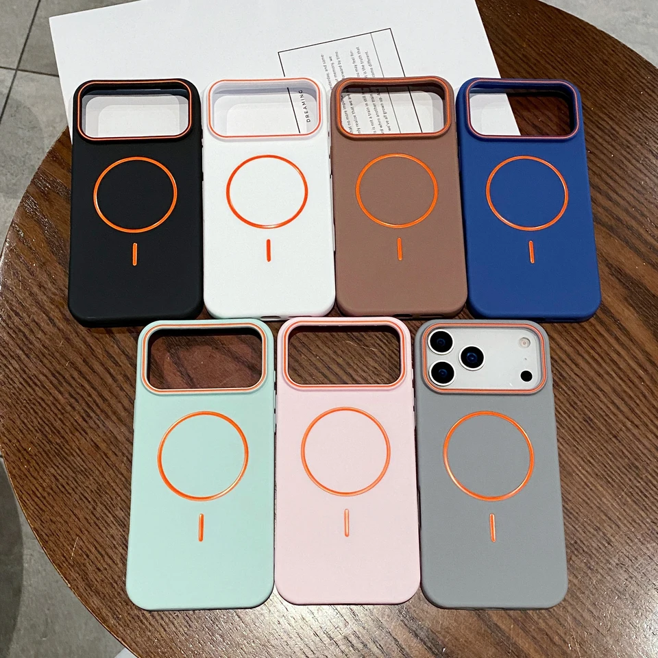 Funda magnética ultrafina y simple para iPhone 11 12 13 14 15 16 17 18 Pro Max Air, carga inalámbrica, mate y suave 6