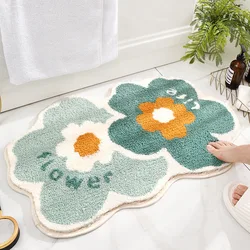 Modern Non-slip Flower Floor Mat, Super Absorbent Bathroom Carpet, Fresh Entry Doormat, Home Soft Bedroom Rugs