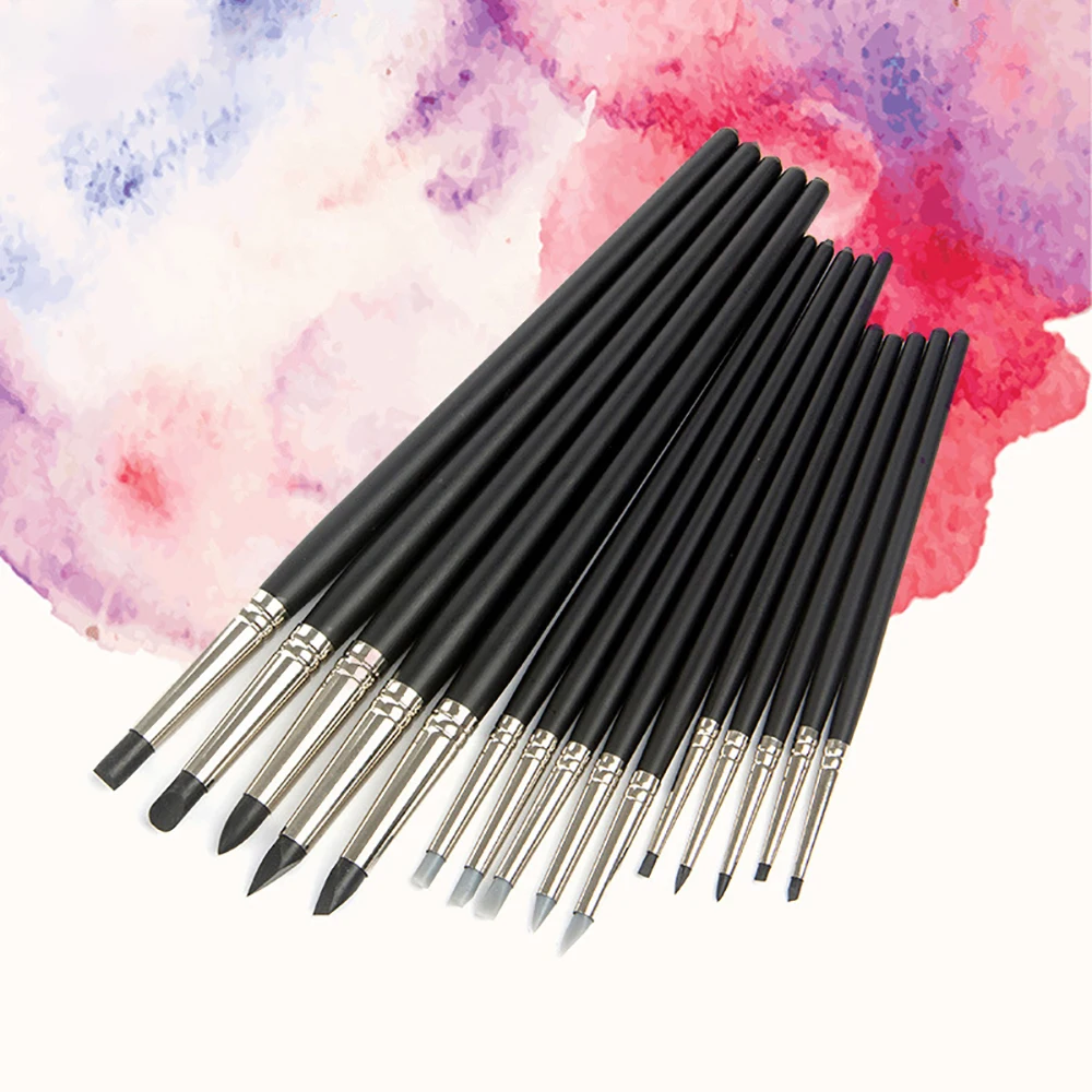 5Pcs Rubber Silicon Tip Paint Brushes for Watercolor Oil Painting Shaping Carving Tool DIY Sculpture Clay Modelling Tools