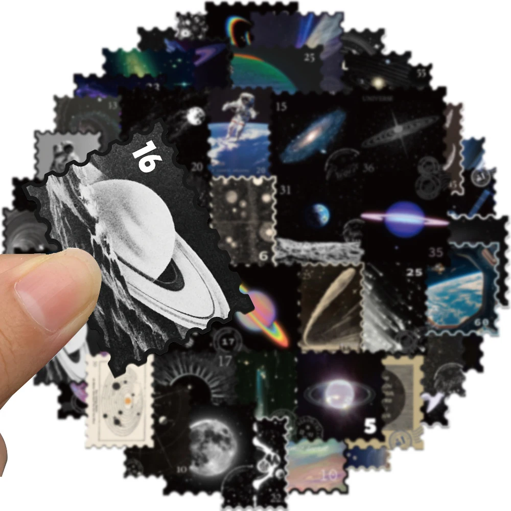 10/30/50pcs Mysterious Universe Planet Stamp Stickers Galaxy Starry River Aesthetic Sticker Scrapbook Phone Laptop Cartoon Decal