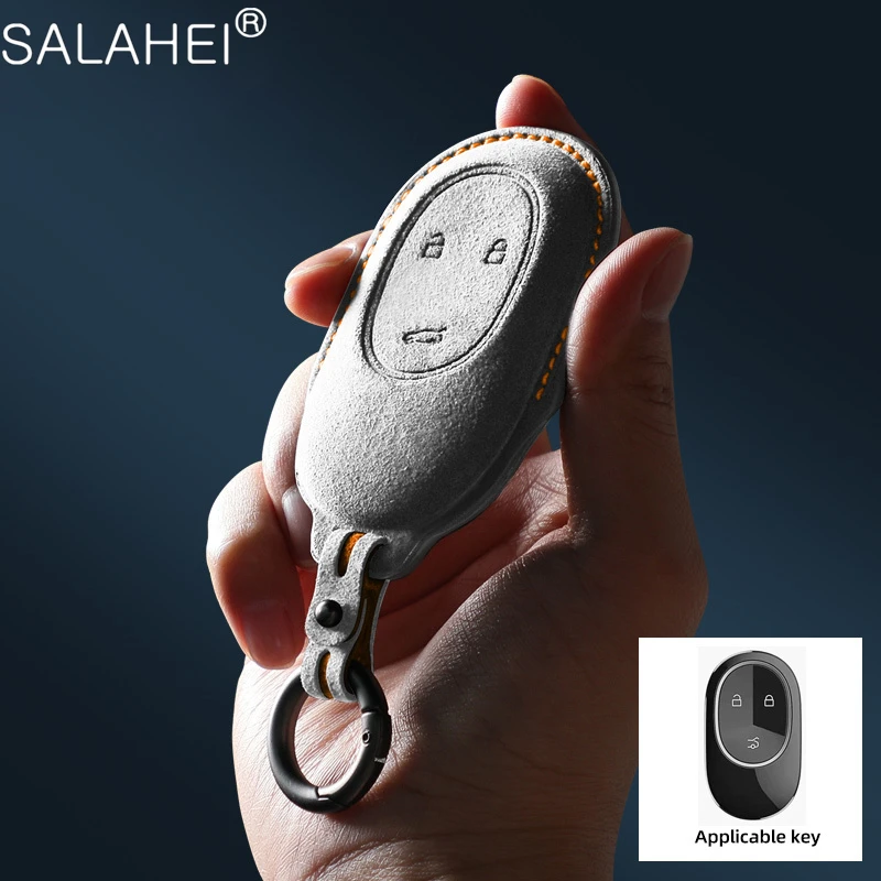 

Suede Car Smart Remote Key Case Cover Shell Holder Full Protection Fob For NIO et5 et7 es7 ec7 Keychain Auto Styling Accessories