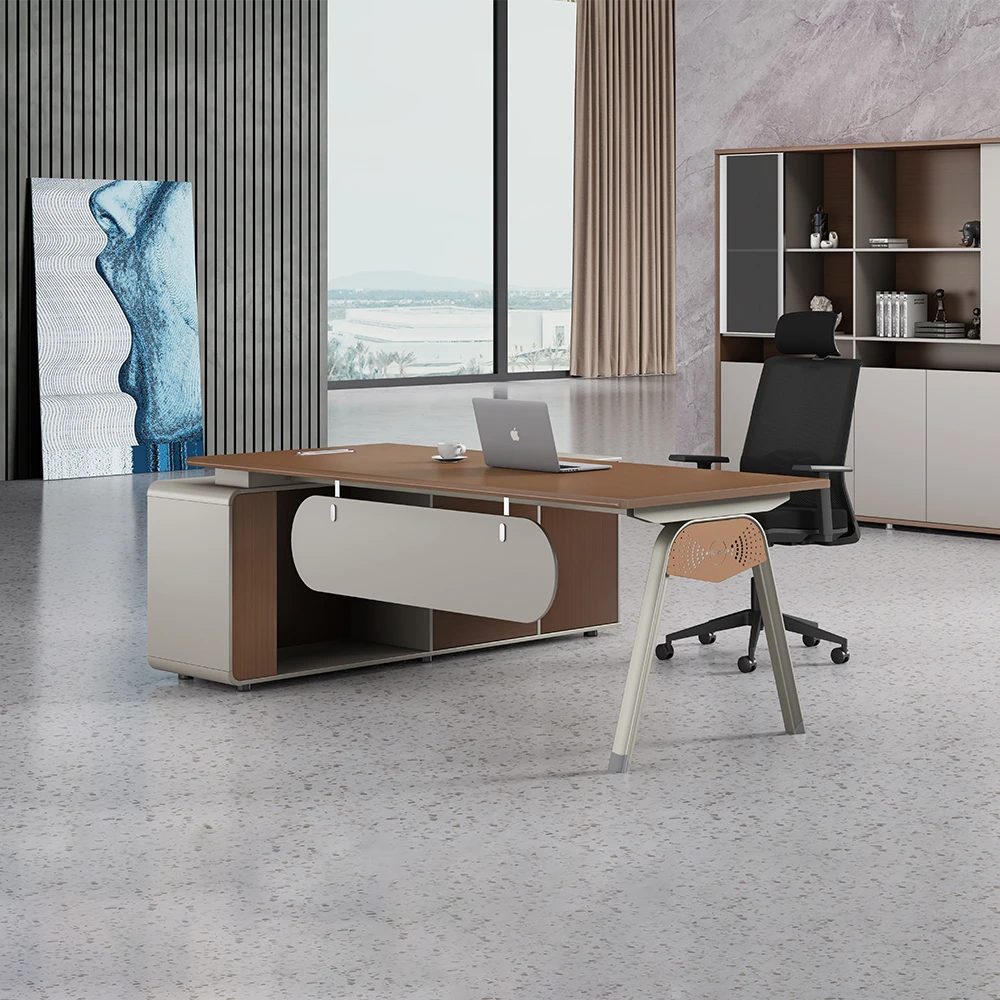 

New Modern Luxury Wood Executive Office Desk Easy Assembly Durable MDF L-Shaped Manager Desk with Panel Style