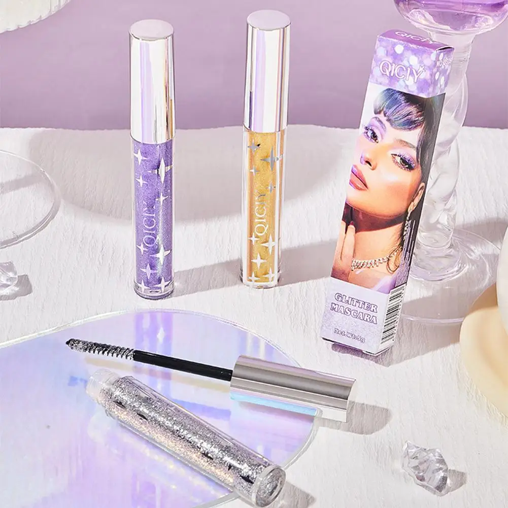 Rímel diamante brilhante galáxia lantejoulas glitter lash rímel cílios à prova dwaterproof água secagem rápida curling grosso rímel shimmer maquiagem