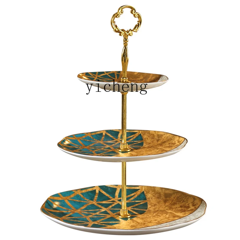WD-3 Fruit Plate Afternoon Tea Three Layers Creative Dim Sum Plate Cake Rack New Year's Gift