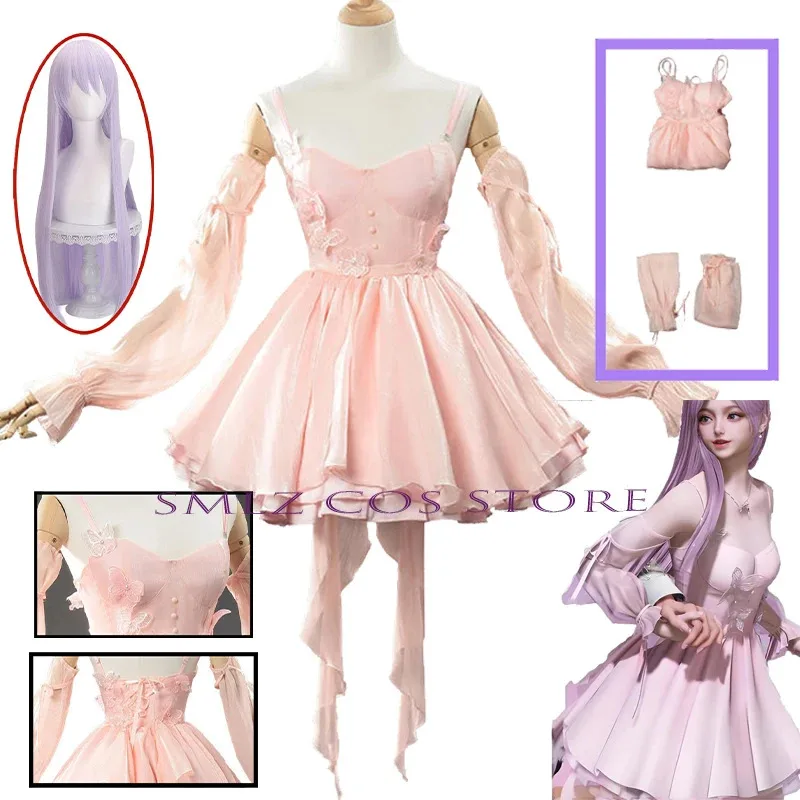 

Game Love and Deepspace Cosplay Mc Hunter Cosplay Girls Women Pink Dress Uniform Suit Party Play Outfits for Sexy Girl Skirt