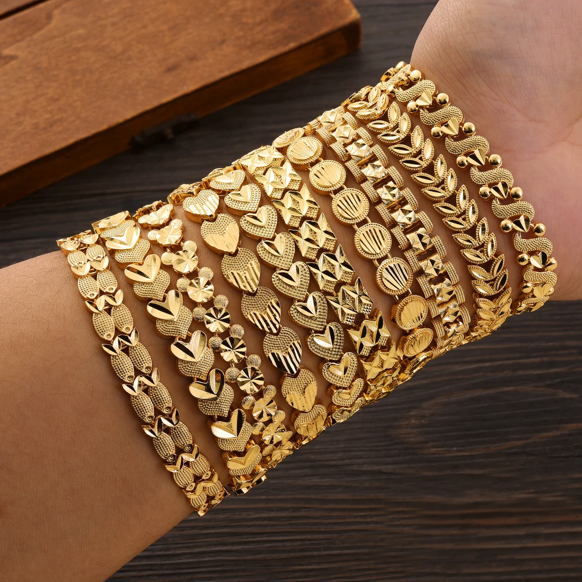 Ethiopian Fashion Bangle Golden Color Bracelets For Women Diverse Styles African Bride Wedding Jewelry Gifts