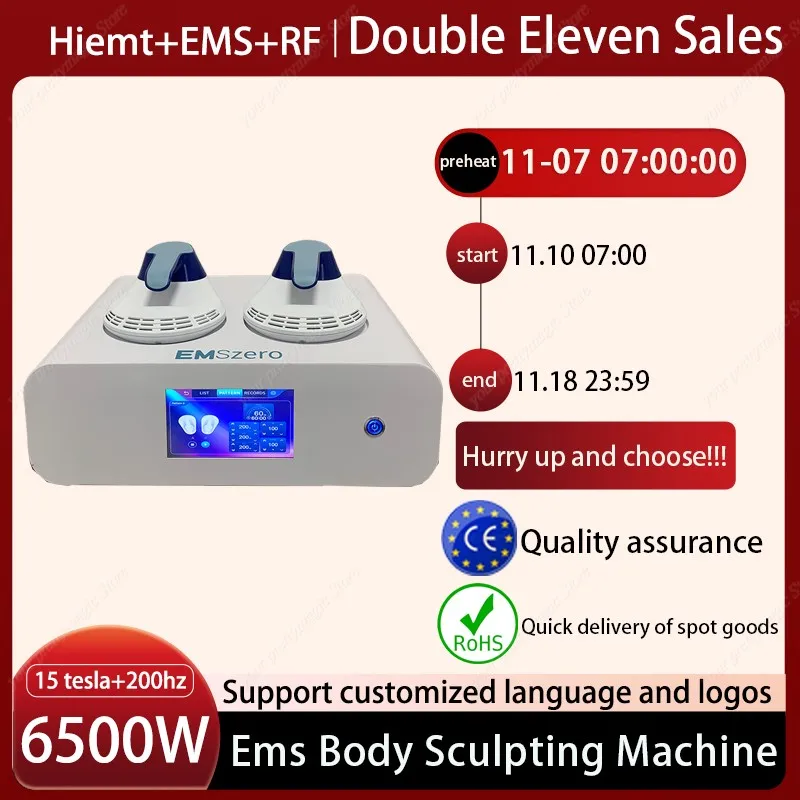 Professional EMSzero Body Sculpt Machine 6500W 15 Tesla Hiemt RF 200Hz EMS RF Fat Removal Body Contouring Muscle Stimulation