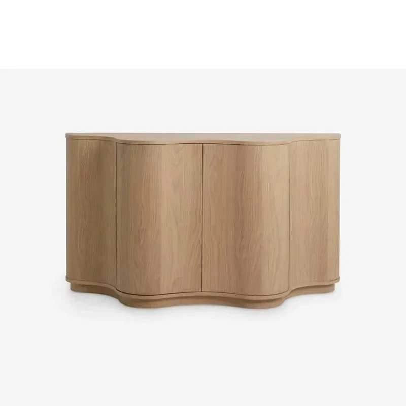 Lightweight Wood Tableware Cabinet Wave Bending Design Home or Hotel Dining Kitchen Cabinet Stylish Living Room Furniture