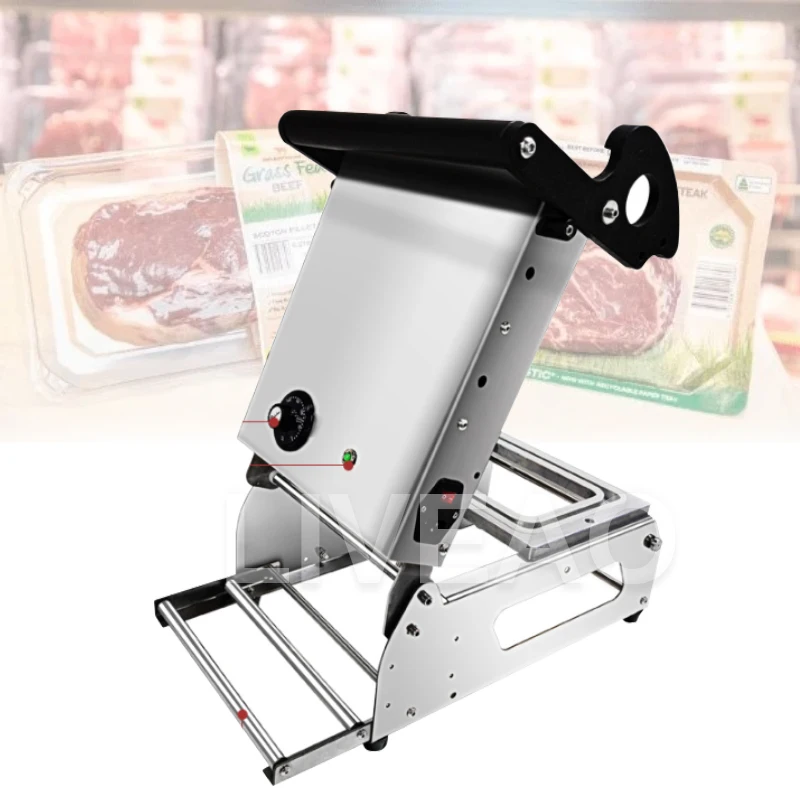 Commercial Portable Vacuum Sealer Hand Press Sealing Machine Disposable Plastic Lunch Box Tray Packaging Machine 110V/220V