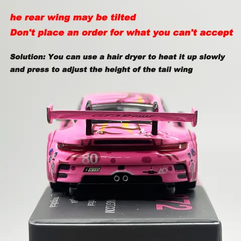 MINIGT 1:64 Porsche 911 GT3 R #80 AO Racing 2023 IMSA VIRginia Roxy Rosa legeringsbil Modell 872 6 best sales rosa Porsche-leksak - №2