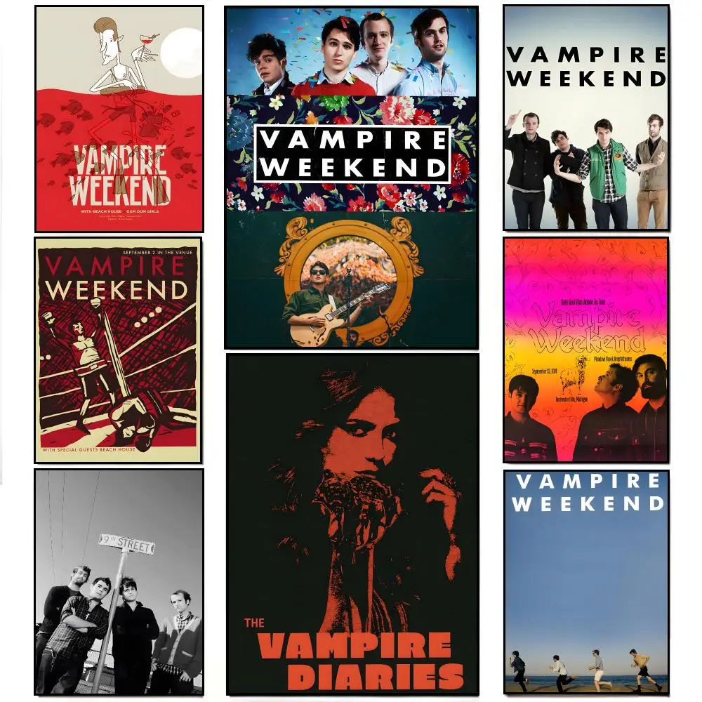 Indie Band V-Vampire Weekend Poster Frameless Wall Art Print, Peel-and-Stick Removable