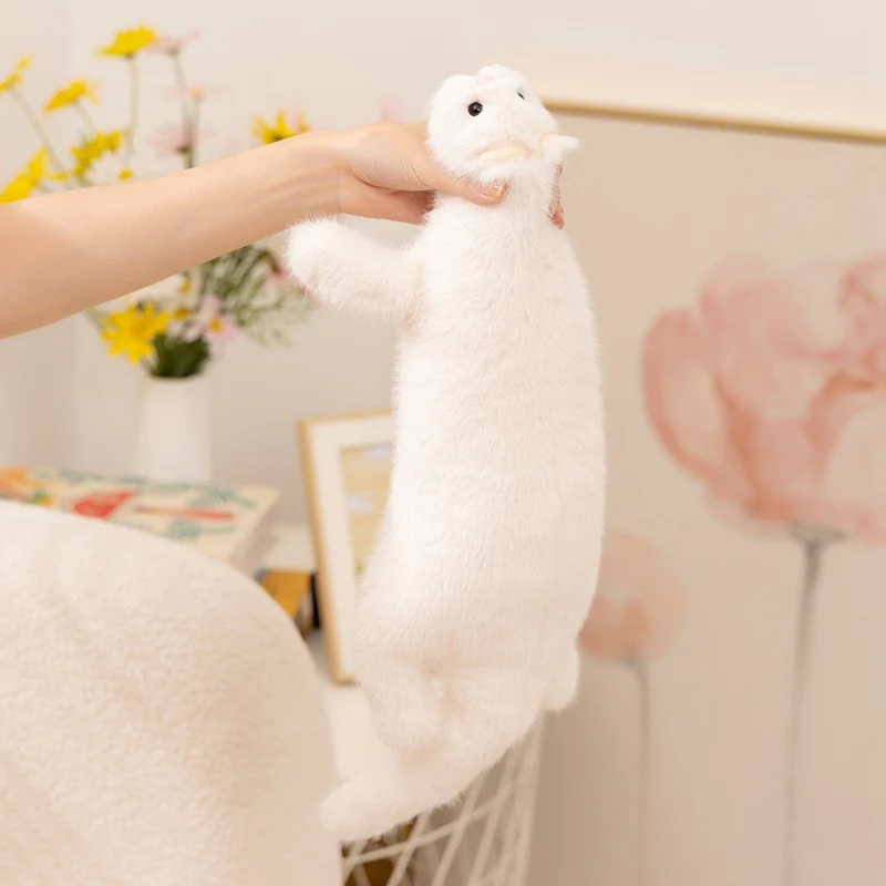 محاكاة جميلة الكذب البني الأبيض سنو النمس ألعاب من القطيفة Kawaii الحيوان بلوشي وسادة محشوة وسادة أريكة لينة الهدايا الإبداعية