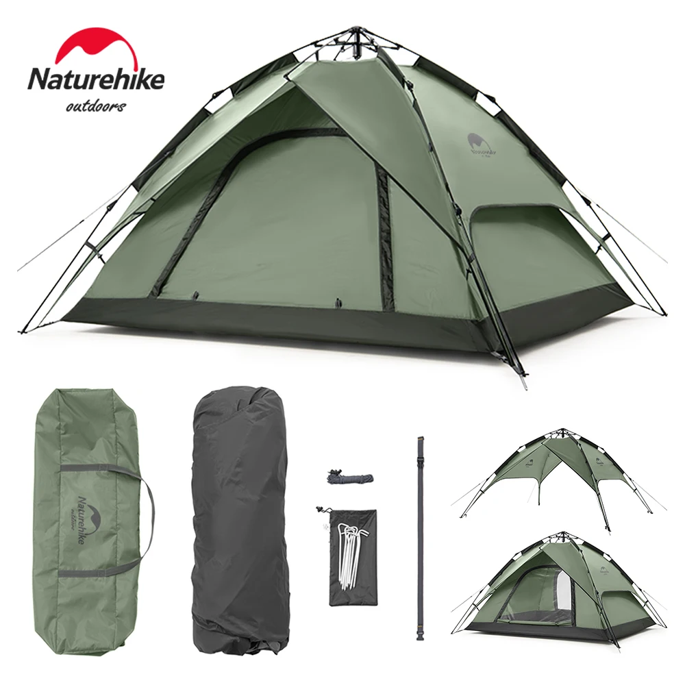 Naturehike 3-4 Person Tent Ultralight Waterproof Automatic Tent Portable 3 Season Backpacking Tent Outdoor Hiking Camping Tent