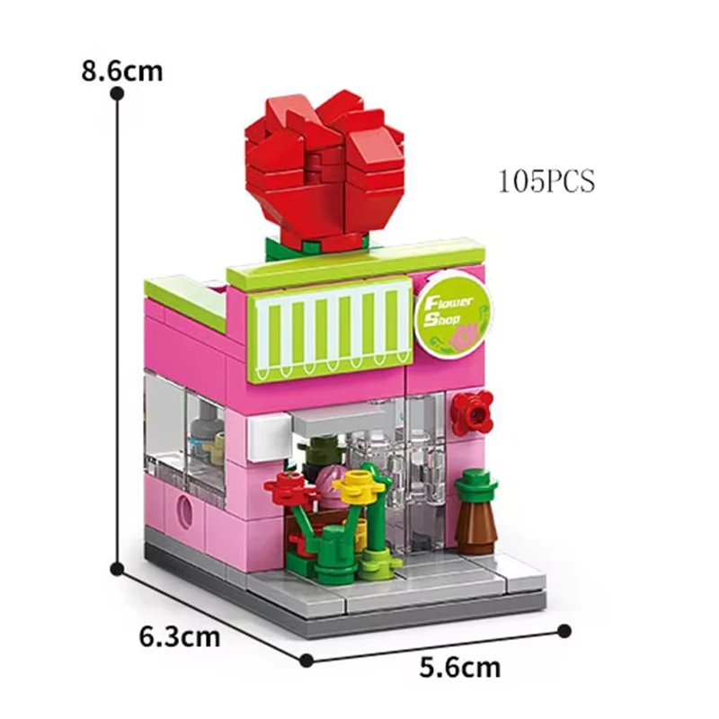 Bloques de construcción de tienda pequeña para niñas, juguete de ladrillos para armar tienda de mercado, serie calles de Ciudad, ideal para restaurantes de hamburguesas, arquitectura creativa, código 145, piezas