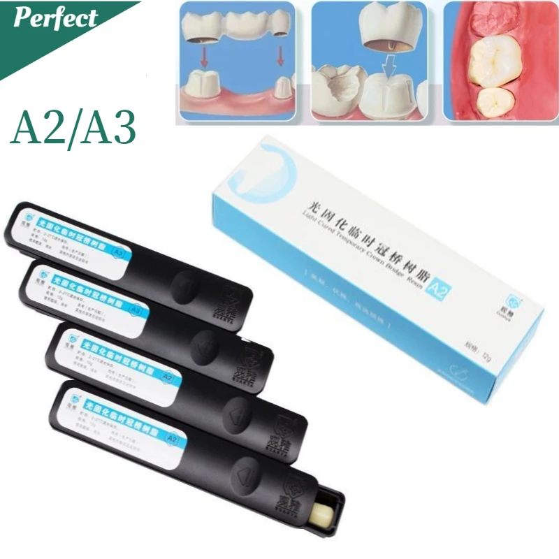 Dental Light Cured Resin Temporary Crown Bridge Resin A2 A3 Inlay Resin Temporary Crown Material Dental Restoration Lab Material