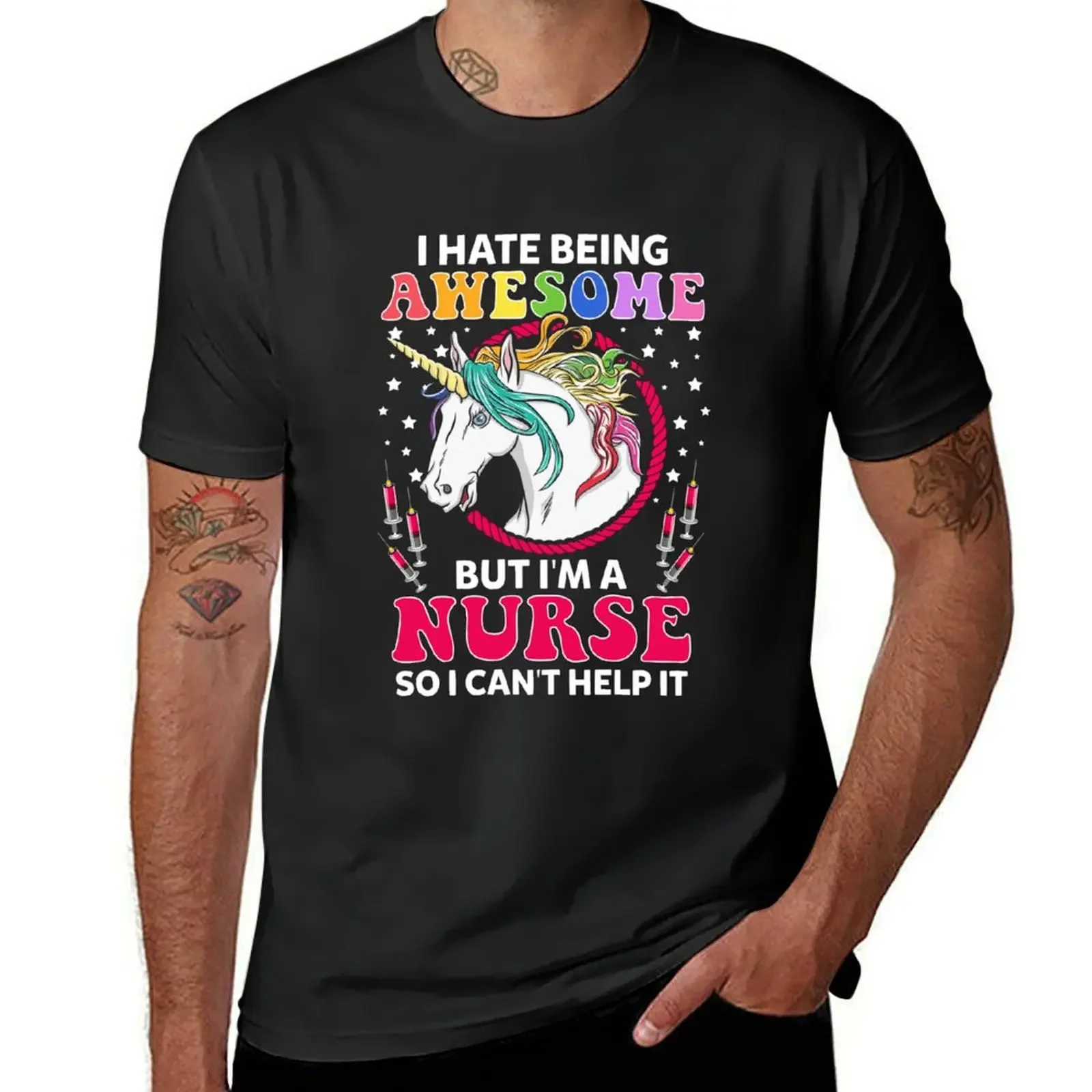 

I Hate Being Awesome But I'm A Nurse Unicorn T-Shirt boys whites custom shirt Short sleeve tee shirts graphic tee men