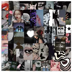 50PCS Black Grunge INS Style Stickers Funeral style Graffiti Decals For Laptop Luggage Scrapbook Fridge  exquisite DIY Stickers