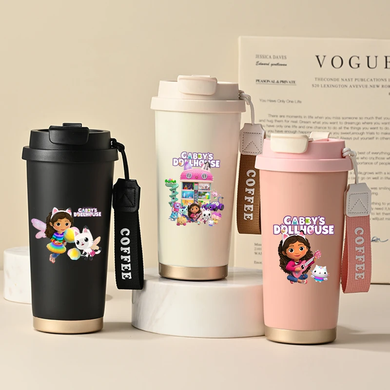 

Gabby Dollhouse Vacuum Cup Girl Kawaii Anime Water Bottle School Stainless Steel Sports Flask Office Large Capacity Drinking Cup