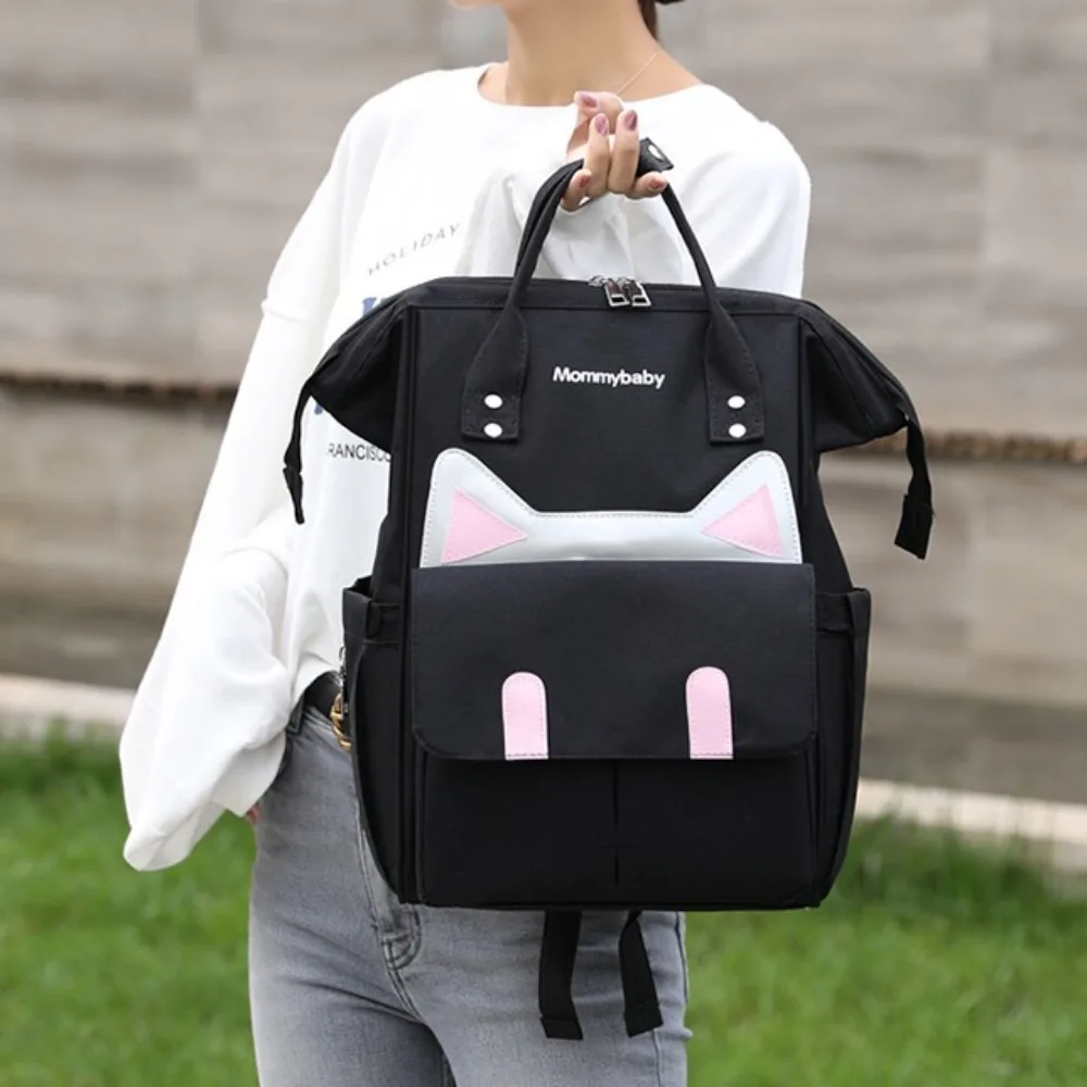 Oxford Cloth Cat Ear Mommy Backpack Large Capacity Multifunctional Baby Diaper Bag Anti Splash Water Portable Mommy Shoulder Bag