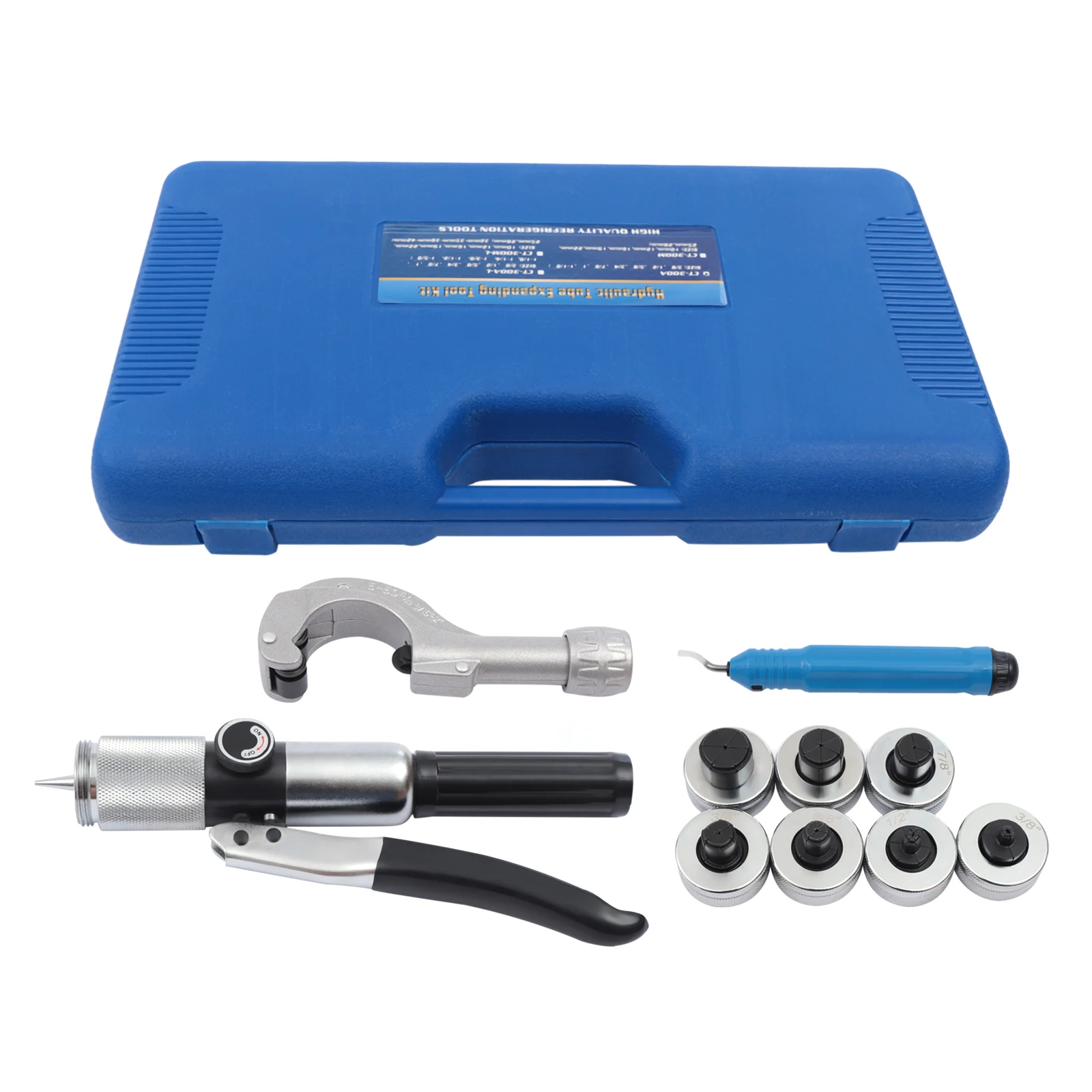 CT-300 Hydraulic Tube Expander 7 Lever Swaging Tool Kit 3/8 to 1-1/8inch with Tube Cutter and Deburring Tool